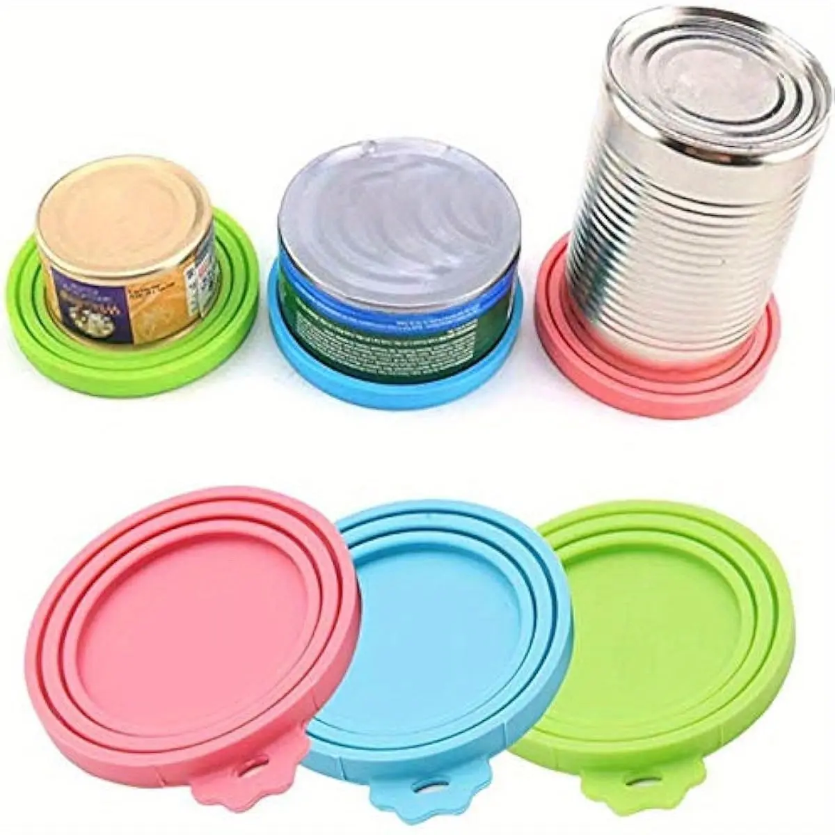 3pcs Silicone Pet Food Can Covers - Fit Lids for Cat & Dog Food Tins
