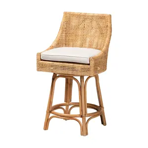 Baxton Studio Bella Natural Brown Rattan Counte r Stool