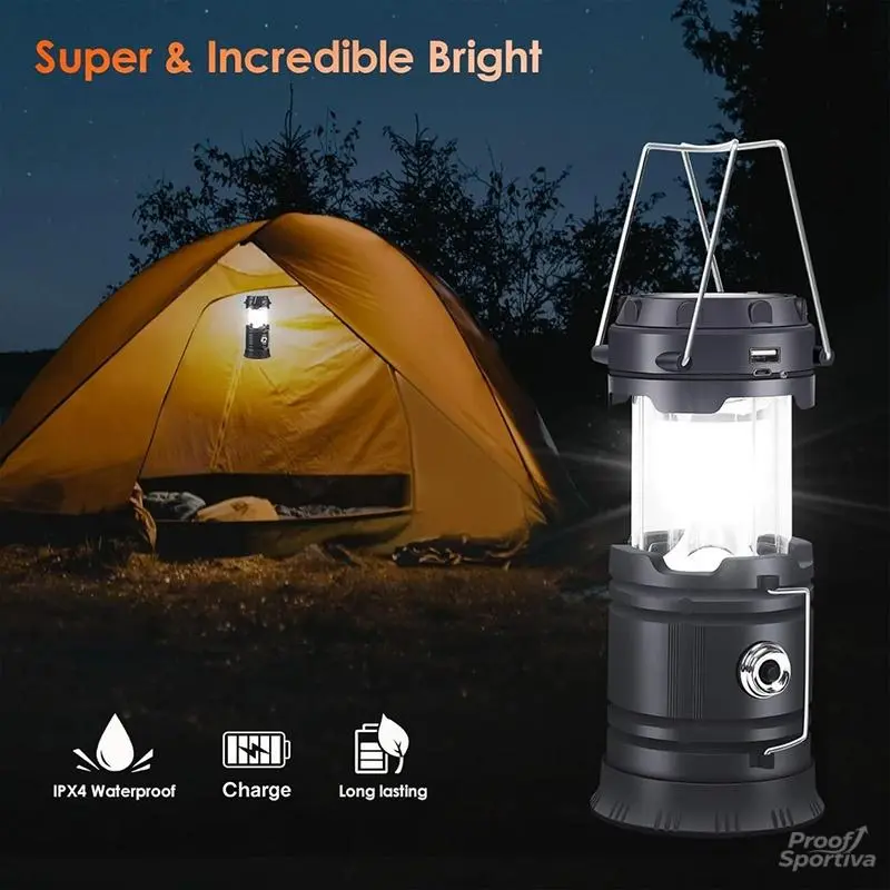 4-Pack Compact Pack Waterproof Solar USB Rechargeable LED Lantern, Super Bright Flashlight Survival Kits for Indoor/Outdoor Home Emergency Power Outages, Camping Hiking, Emergency Light