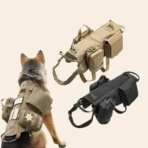 Tactical Vest Harness for Medium & Large Dogs Portable Outdoor Vest with Adjustable Straps for Golden Retrievers German Shepherds Reflective Service Gear Velcro Pets Molle System
