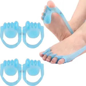 4 Pieces Blue Hammer Toe Spacers & Metatarsal Pads,Hammertoe Corrector Gel Toe Straighteners with 5 Separator Loops Crooked, Curled