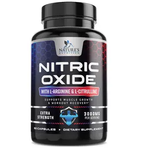 Nitric Oxide Booster Extra Strength - 3X Strength L-Arginine & Citrulline Supplement - Best Nitric Oxide Supplements for Men - Supports Muscle, Heart Health, Energy - Bottled in USA - 60 Capsules