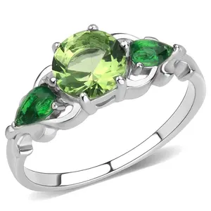 212 MAIN Women's No-Plating Stainless Steel Statement Ring, Round Cut Synthetic Peridot Gemstone - Size 8, Round Cut Gemstone, Statement Rings