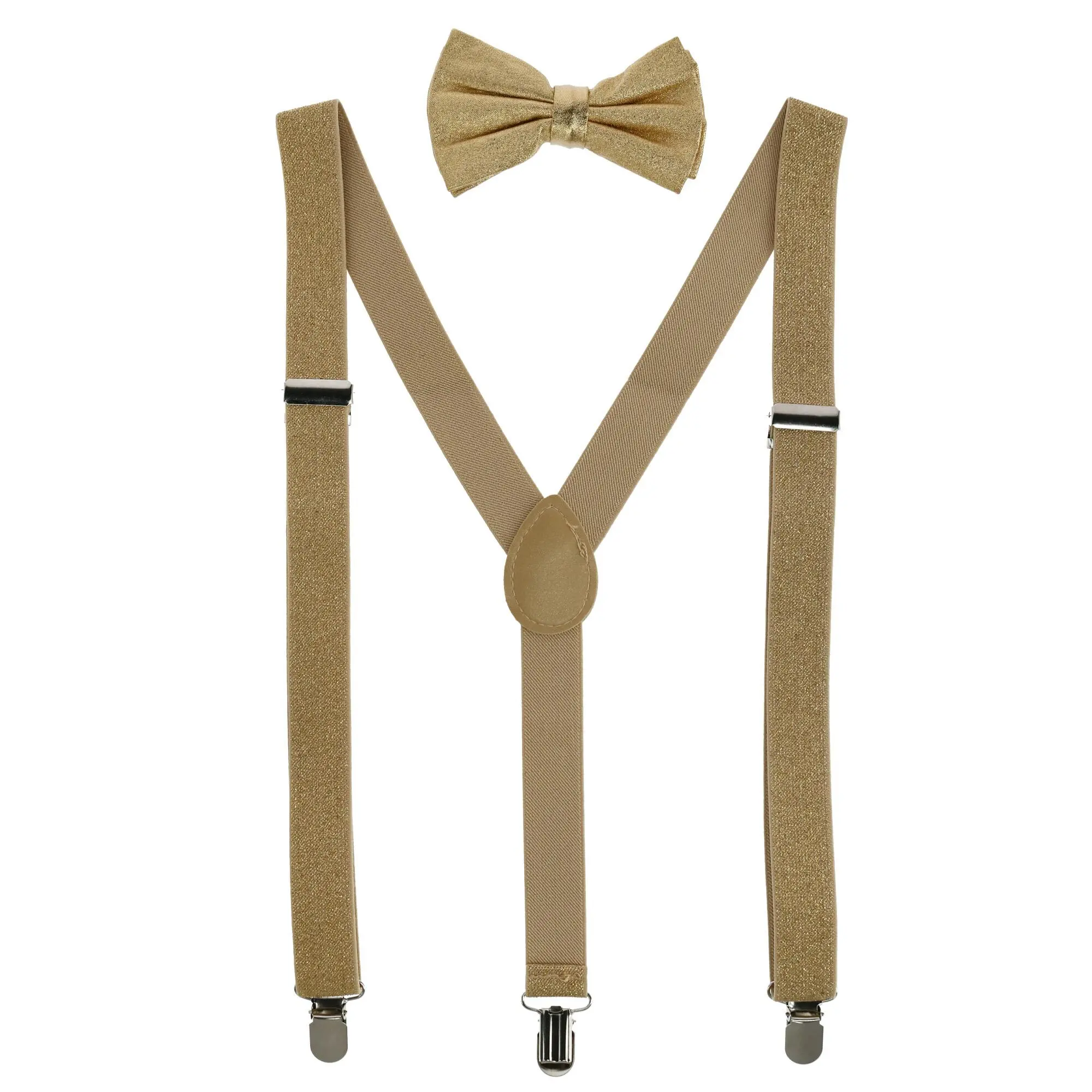 CTM Glitter Gold Bow Tie and Suspender Set, Novelty Suspenders