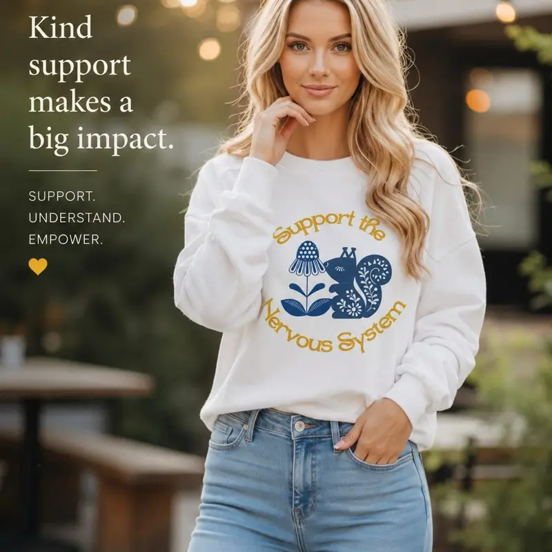 Support the Nervous System Sweatshirt, Mental Health Sweatshirt, Therapy Gift, Counselor Sweatshirt, Neurodiversity Sweatshirt, Self Care Crewneck, Psychology Gift