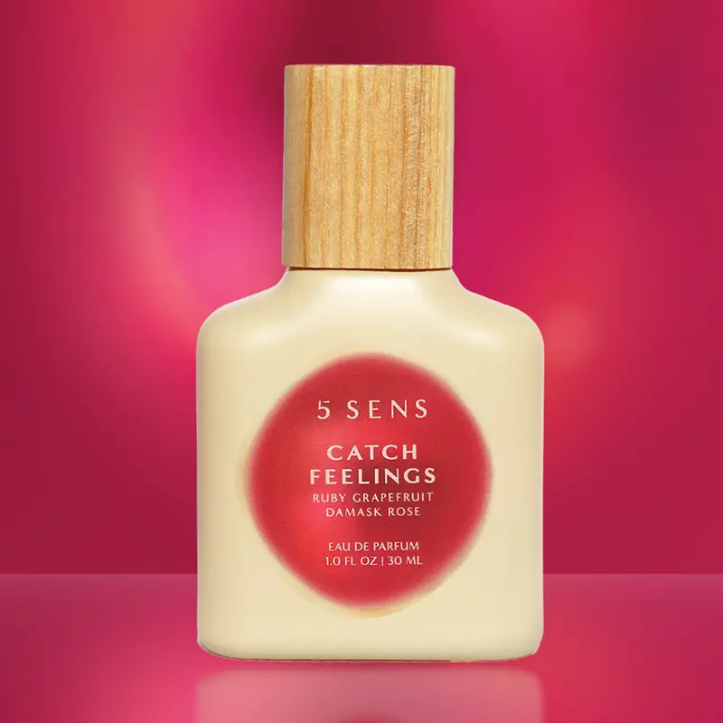 5 SENS Catch Feelings Damask Rose Perfume | That First-Blush Feeling | Eau de Parfum 30mL & 10mL | Lychee, Damask Rose, Vetiver | Long-Lasting Clean Vegan Fragrance