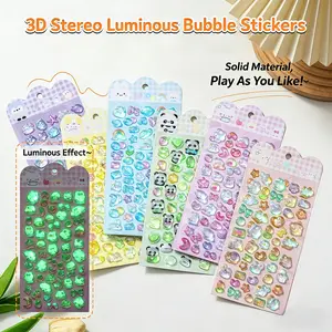 Glow in the Dark Cute Animal 3D Stickers (2PCS/6PCS) – Soft Kawaii Decals for Phone Case, Journal, Planner & DIY Aesthetic Decor