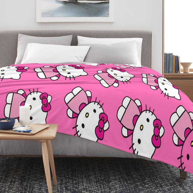 Sanrio Hello Kitty Rose Red Full Print Plush Blanket Unisex Vibrant Design for Fans of Sanrio and Hello Kitty Complete and Clear Representation