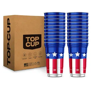 Top Cup America's 250th Birthday 20 oz Reusable Aluminum Party Cups 20 Count | Durable, Reusable & Recyclable, Made in USA