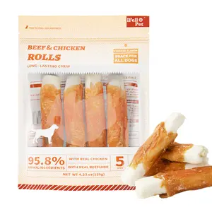 Dog Treats Chews, Chicken Wrapped Rawhide Sticks - Dog Snacks, High Protein, Free Grain & for Medium Large Dogs, 4.23 oz(4 Count)