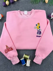 Kinger Inspired Embroidered Sweatshirt – Cute Digital Circus Cartoon Gamer Gift