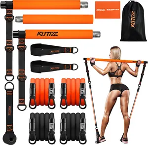 Pilates Bar Kit with Resistance Bands,3-Section Pilates Bar with Stackable Bands Workout Equipment for Legs,Hip,Waist and Arm,Exercise Fitness Equipment for Women & Men Home Gym Yoga Pilates,Best Valentine's Day Gifts for Women，TikTokShopBlackFriday