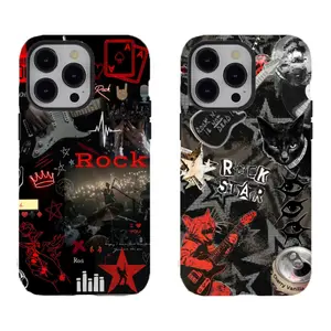 Vintage Rock Phone Cover – Guitar & Cat Punk Protection,for iPhone 17/16/15/14/13/12/11 ProMax Plus for Samsung phones,an excellent gift for friend or fans.