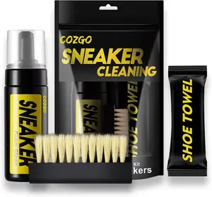 COZGO Shoe Cleaner Kit for Sneaker, Water-Free Foam Sneaker Cleaner 5.3Oz with Shoe Brush and Shoe Cloth,Work on Most Shoes