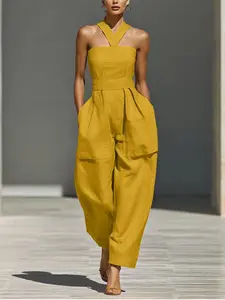 2026 Spring Summer New Women's Solid Color Dress, Tank Top Shirt, Cuffed Long Pants, Fashionable Casual for Daily Wear