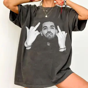 Drake Middle Finger T-Shirt | Rap Merch Graphic Tee | For All The Dogs | Rare Hip Hop Graphic Print