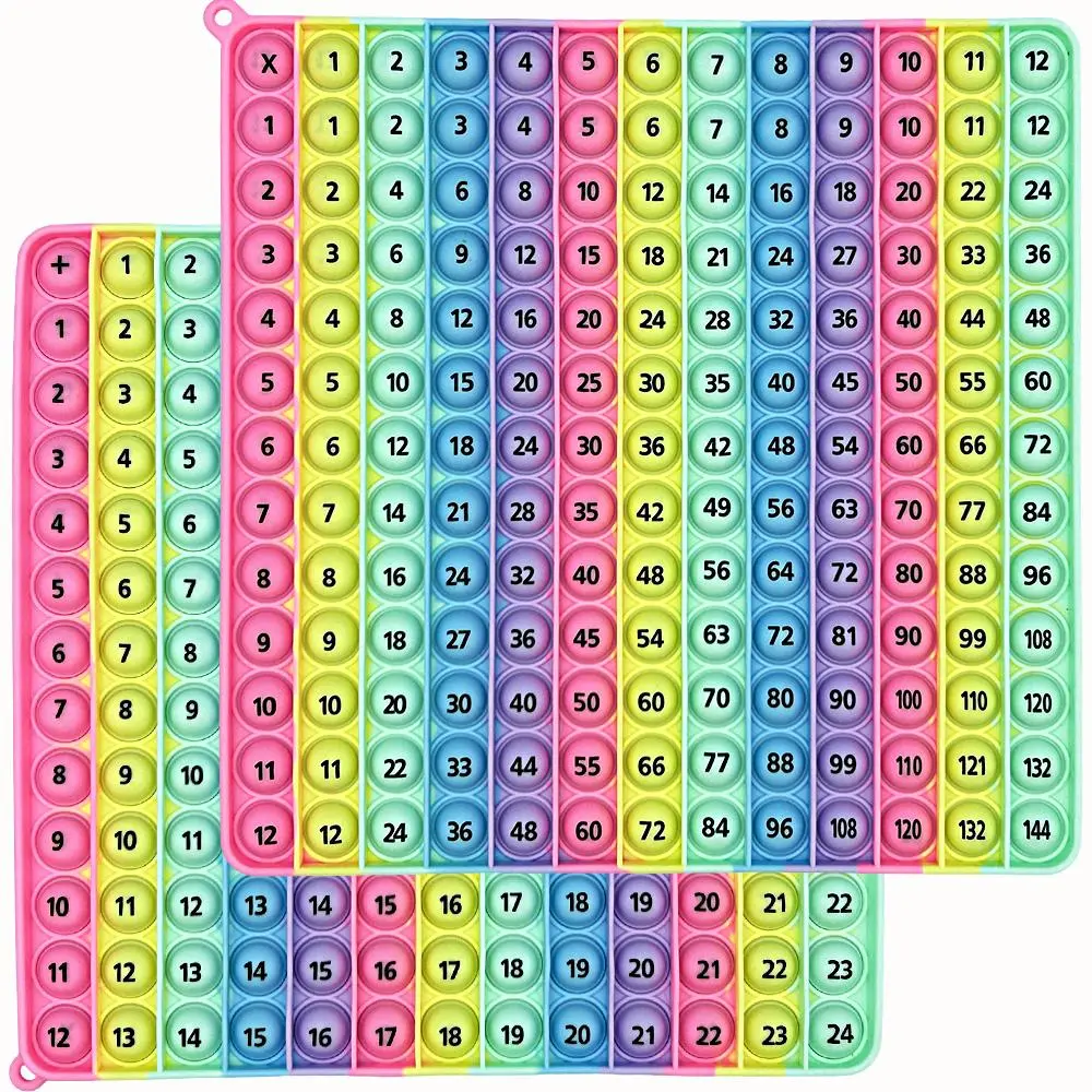Multiplication 12x12 Addition 12+12 Both Sides Math Learning Game, 1 Count Silicone Push Pop Bubble Educational Toy For Kids
