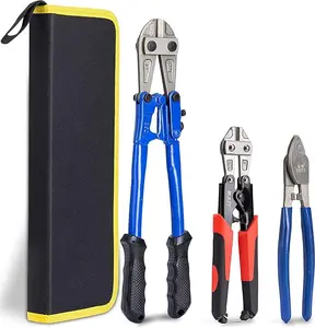 KOTTO Bolt Cutter Pliers Set Industrial Heavy Duty Soft Rubber 14" and Mini 8" High Leverage Cable Cutter with Carrying Case Easily Cut Locks, Barbed Wire, Thick Wire