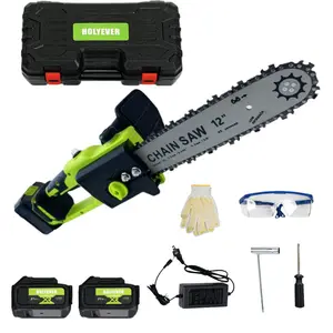 Holyever 12" Large Electric Cordless Heavy Duty ChainSaw with 2 Batteries for Makita, Handheld Pruning Shears for Tree,Yard,Home and Garden Cutting