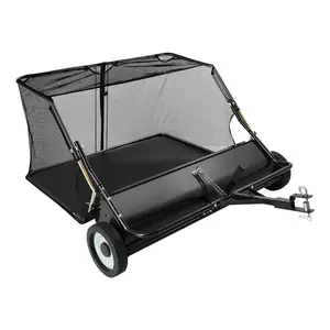 Tow Behind Lawn Sweeper, 48 in Pull Behind Yard Sweeper, 26 cu.ft Hopper Bag Capacity, Leaf & Grass Collector with Dumping Rope, Adjustable Sweeping Height, Garden Sweepers for Lawn Farm