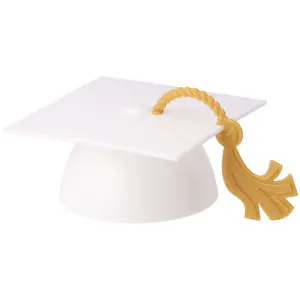 White Graduation Cap With Tassel Cake Topper