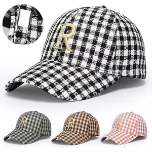 New trendy thickened plaid baseball cap for men and women, plaid duckbill cap, stylish plaid hat