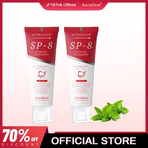 AstraGlow SP-8 toothpaste Fluoride-Free  (2-Pack): Removes Stains, Prevents Tooth Decay & Freshens Breath | Official Authentic#SpringTok #OralCare