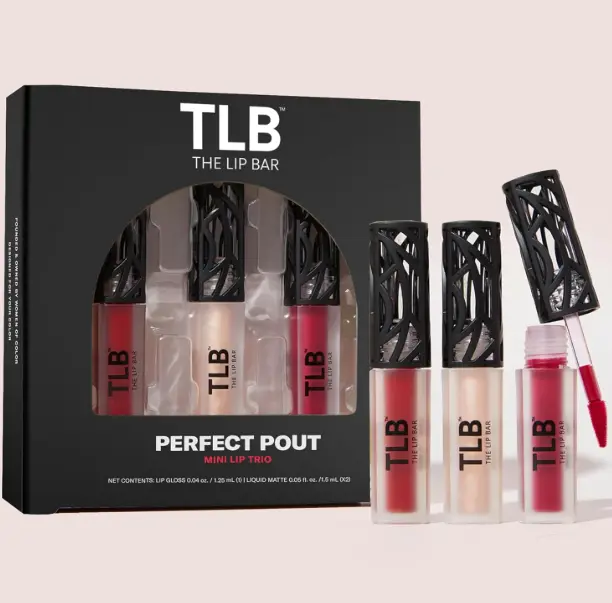 The Lip Bar - Perfect Pout Mini Lip Trio Gift Set (3 Products) - Nonstop Liquid Matte Lipstick & Non-Sticky Lip Gloss - Travel Size - Gift Box - Vegan, Gluten Free, Cruelty Free - Makeup & Cosmetics