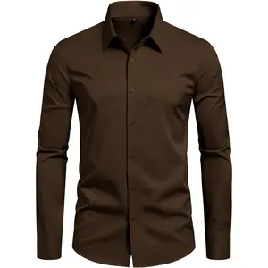 Mens Slim Fit Dress Shirts Wrinkle Free Formal Wedding Long Sleeve Button Down Shirts