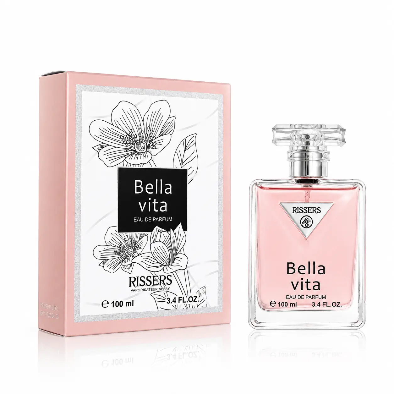 RISSERS Bella Vita Eau de Parfum, 3.4 fl oz, Long-Lasting Perfume for Women, Sweet Fresh Floral Fruity Gourmand Vanilla Fragrance, Romantic Feminine Warm Woody Scent for Daily Dating and Summer Use, Ideal Birthday, Holiday & Anniversary Gift for Her