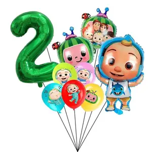 Cocomelons Birthday Party Number Balloons Set 0-9 Aluminum Foil Numbers Balloon Set Party Room Decoration Boys Girls Photo Props