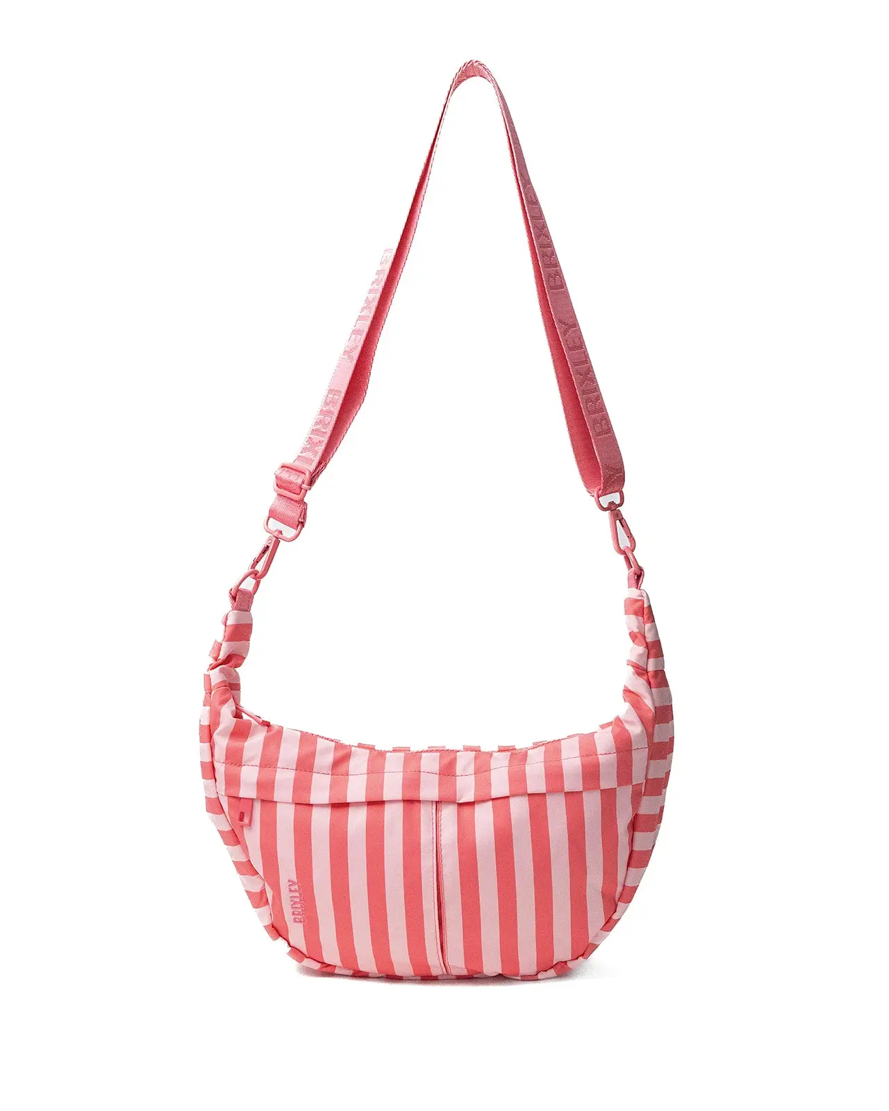 Coral Stripe Crescent Bag