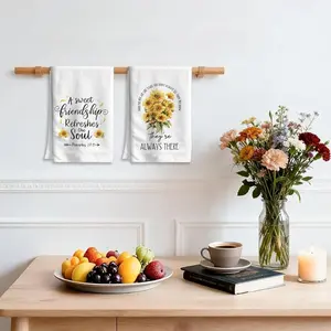 2-Pack Sweet Friendship Kitchen Towels, 24x16 Inches, Highly Absorbent, Perfect Gift for Friends, Hand Towel or Tea Towel, Kitchen and Bathroom Decor