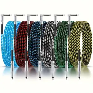 6pack guitar instrument cable set, 10 foot durable and highly compatible guitar connection cable, guitar accessories, guitar cable, copper amplifier cable for bass and electric guitar, audio instrument cable,party pack,Christmas,New Year