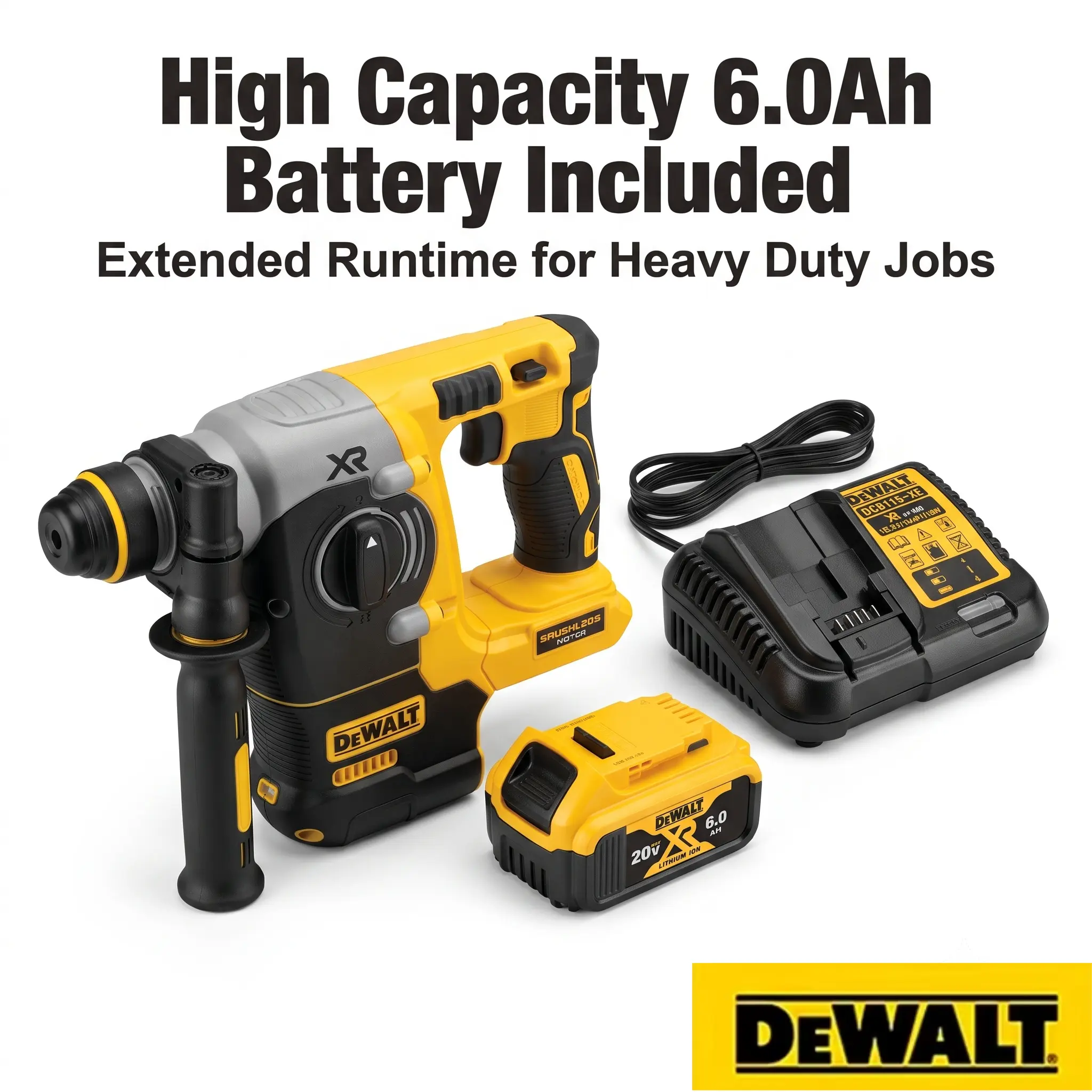 DEWALT DCH273 Brushless Rotary Hammer Kit - Power Rotary Tools with 2J Impact Energy, 22mm Max Drilling Capacity, 0-1150RPM, 0-5000BPM, for Wall Chiseling, Renovation, Contractors & Multiple Battery-Charger Options