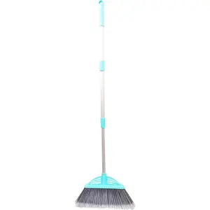Three-Section Telescopic Aluminum Alloy Rod Long-Handled Broom Light Blue