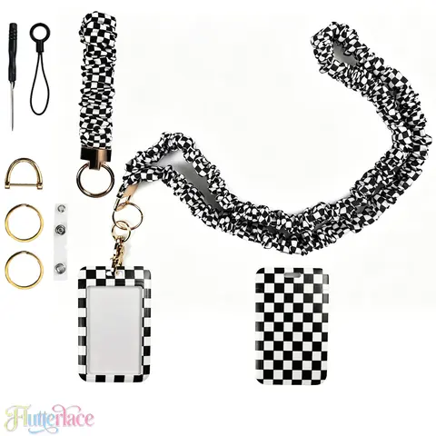 Trendy Checkered Scrunchie Phone Strap Kit, Mobile/Smartphone/Cellphone Tech Accessories with Long & Short Elastic Polyester Lanyards, Alloy Hardware Versatile Pack for Sports & Outdoor Use