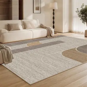 1.6cm thick imitation cashmere living room carpet, Nordic modern minimalist geometric style living room sofa decoration large carpet, soft and comfortable plush home decoration area carpet bedroom room decoration carpet home decoration carpet