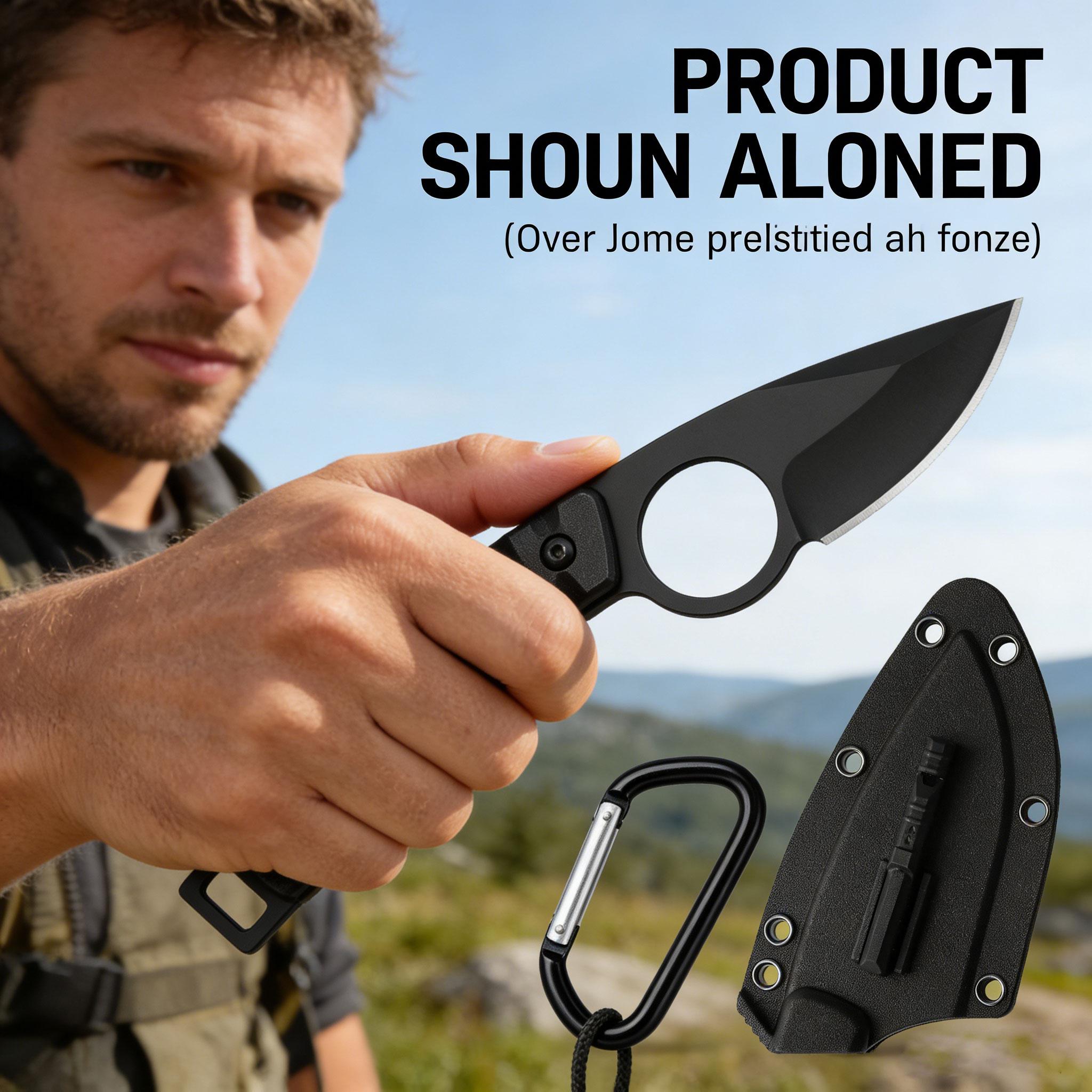 EDC Fixed Blade Survival Knife with Kydex Sheath, Tactical Hunting Knife for Camping Hiking, Outdoor Utility Knife with Serrated Edge, Durable Camping Gear for Men