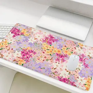 Vintage Flower Pattern Mouse Pad, Rectangle Gaming Mouse Pad, Office Desk Accessories, Non-Slip Rubber Base Stitched Edge Desk Pad for Home Office, Corporate Work Desk Accessories