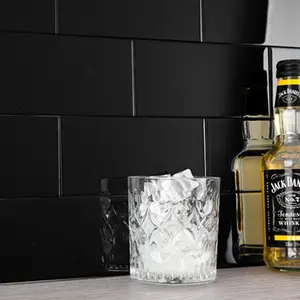 Peel and Stick Glass Subway Tile, 3 x 6 Inch, 5 Sq Ft, Black Glass for Bathroom Kitchen Backsplash Wall, 40-Pack