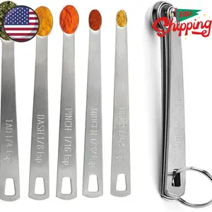 Measuring Spoons Set, Includes 1/4 tsp, 1/8 tsp, 1/16 tsp, 1/32 tsp, 1/64 tsp