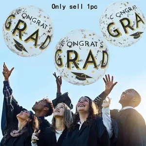 Graduation Beach Inflatable Ball, Water Outdoor Sandball, Graduation Theme Party Transparent Inflatable Beach Ball, 1pc