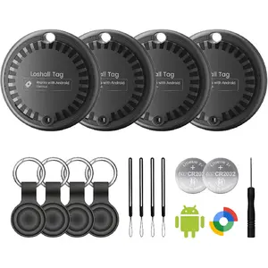 Air Tags for Android, Air Tags - 4-Pack Android Version, 2-Year Battery Life, Air Tracker Tags with 4 Protective Cases, Google Find Tracker for Google Find Hub App, IP65 Waterproof Luggage Tracker, Suitable for Key Tracking