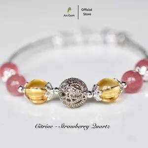 [AnGem] Citrine - Strawberry Quartz Bracelet Mix Fish Tail - Star Charm with An Gem Design