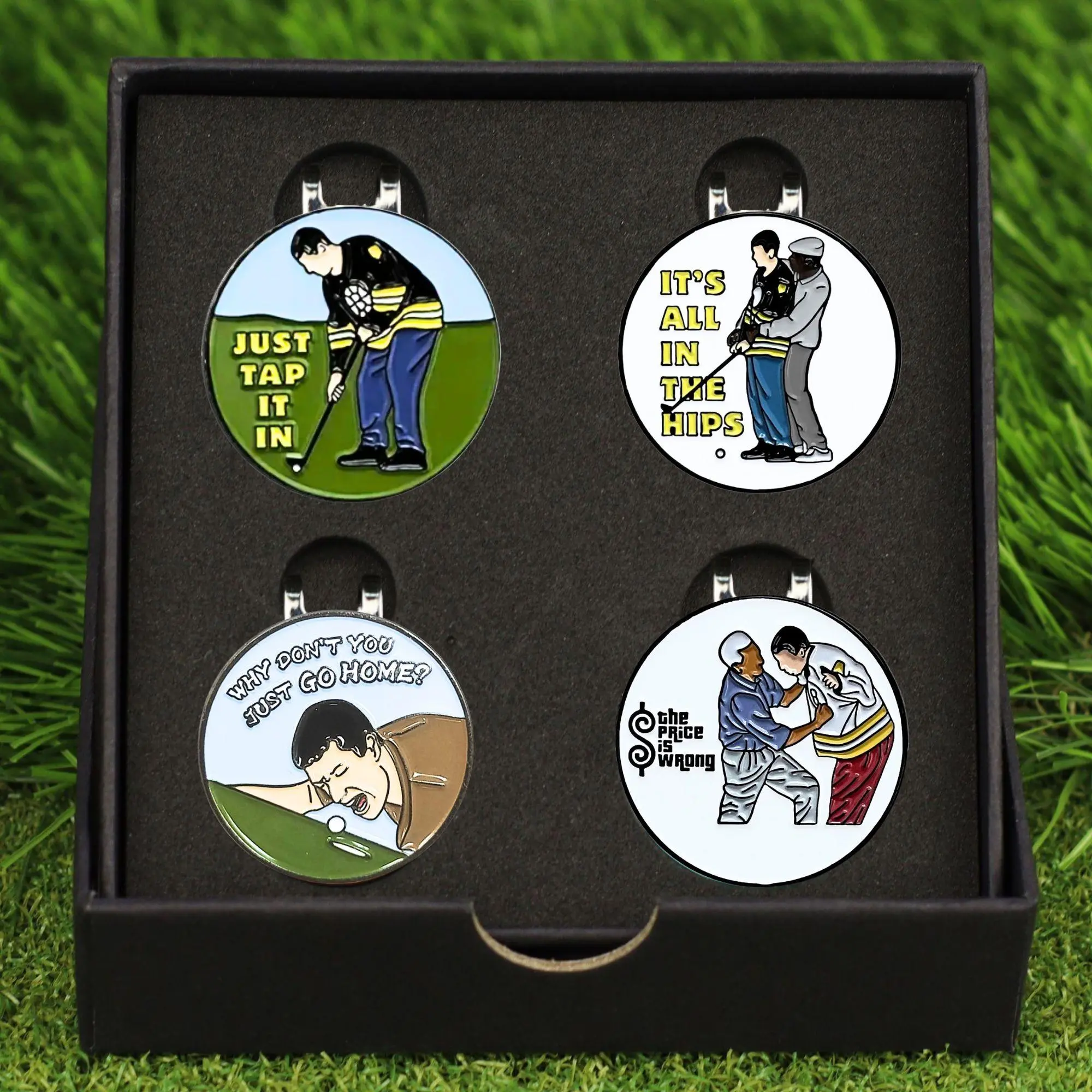 Golf Ball Marker with Hat Clip Box Set, Golf Pack, 4 Counts/box Golf Ball Marker, Golf Accessories for Men, Golf Gifts for Men, Golfers, Dad, Boyfriend, Husband, Golf Supply, Golf Gear, Golf Gift Accessory