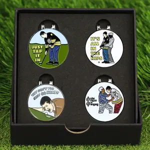 Golf Ball Marker with Hat Clip Box Set, Golf Pack, 4 Counts/box Golf Ball Marker, Golf Accessories for Men, Golf Gifts for Men, Golfers, Dad, Boyfriend, Husband