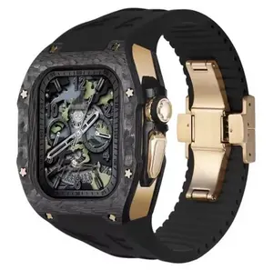 Modification Kit Carbon Fiber Case For Apple Watch Ultra 2 49mm Fluororubber Strap Luxury Mod Kit for iWatch Ultra 49MM