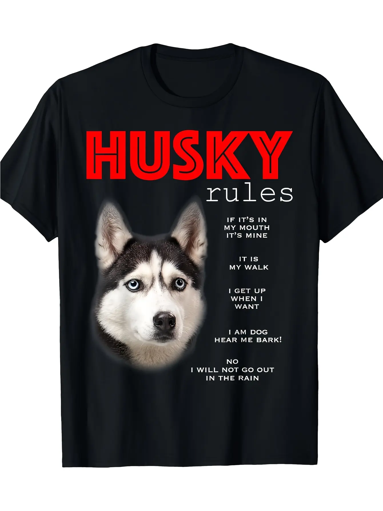 Funny Siberian Husky Owner Rules T-Shirt - Black w unisex soft cotton short sleeve t shirt, vintage graphic casual tee for men women teens, perfect birthday holiday gift for camping travel gym daily street  wear