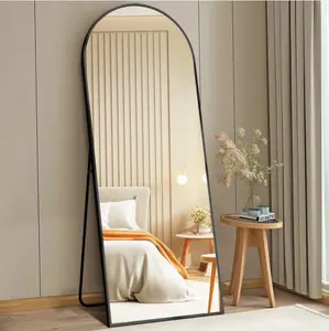 71"x26" High-Quality Arched Full Length Mirror, Aluminum Alloy Frame Ensures Stability, Standing Design for Bedroom, Black